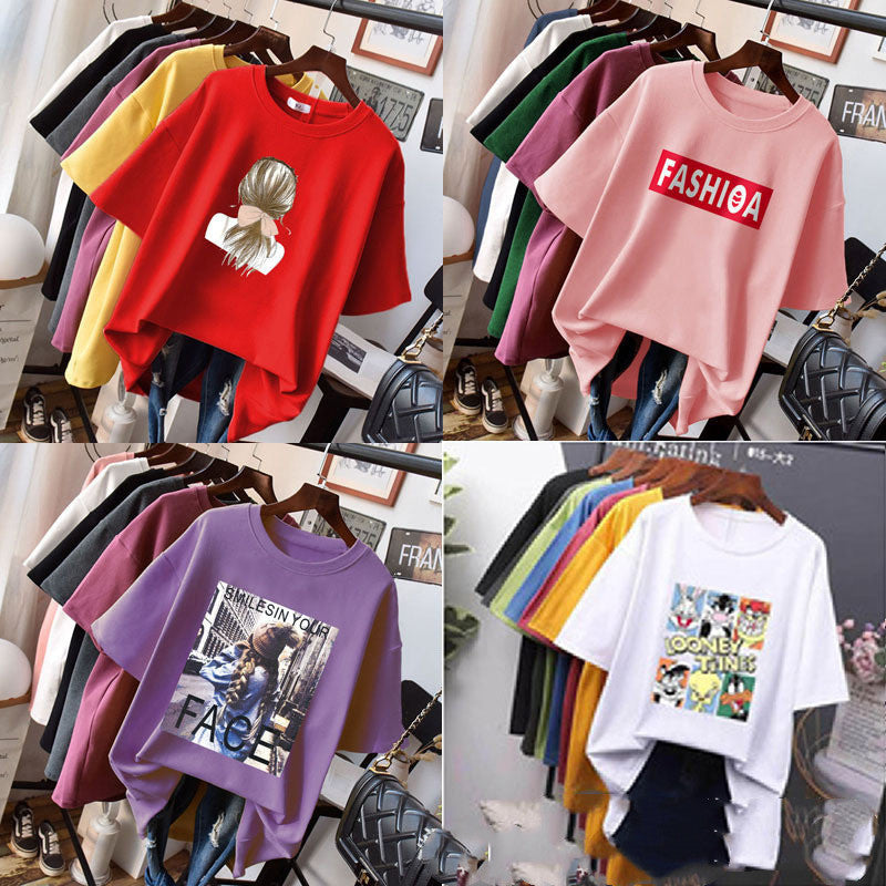 Clothing Women'S T-Shirt Korean Women'S Night Market Short-Sleeved T-Shirt Tail Goods Wholesale Bottoming Shirt Stall