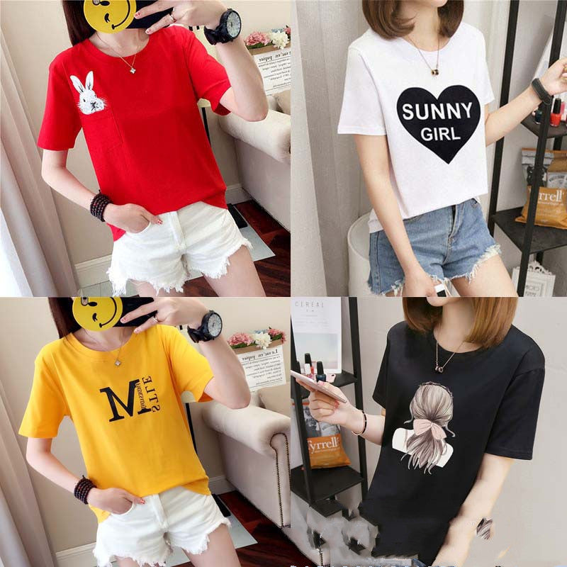 Clothing Women'S T-Shirt Korean Women'S Night Market Short-Sleeved T-Shirt Tail Goods Wholesale Bottoming Shirt Stall