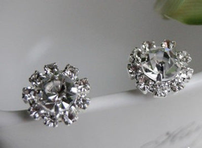 Korean Fashion Zircon Flash Diamond Sun Flower Earrings