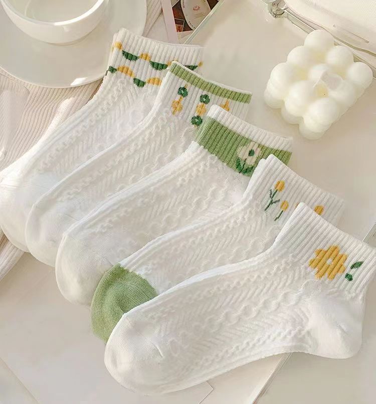 Women's Socks Summer Mid-calf Length Socks Cute Preppy Style Women's White Stockings