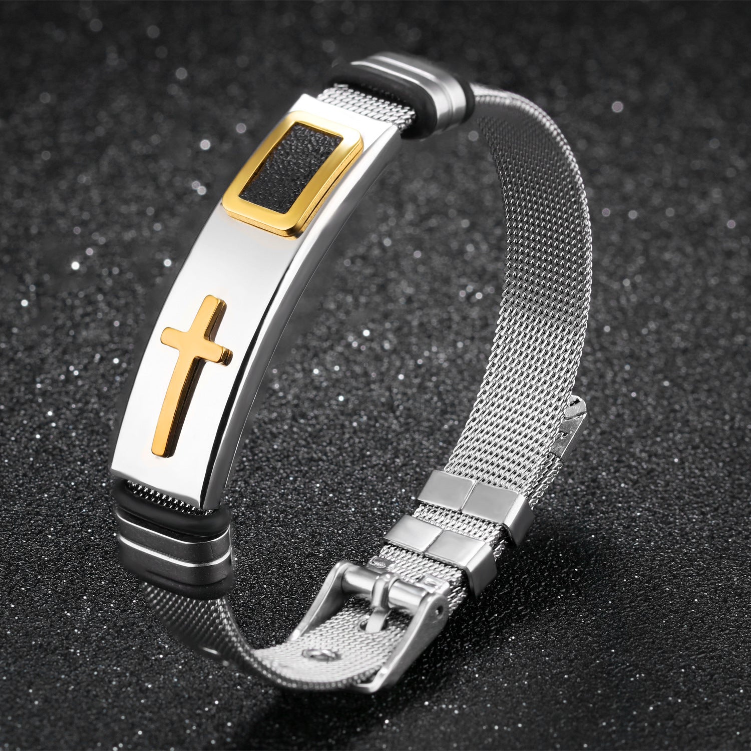 Bracelet gold cross titanium steel men's personality