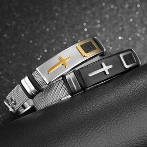 Bracelet gold cross titanium steel men's personality