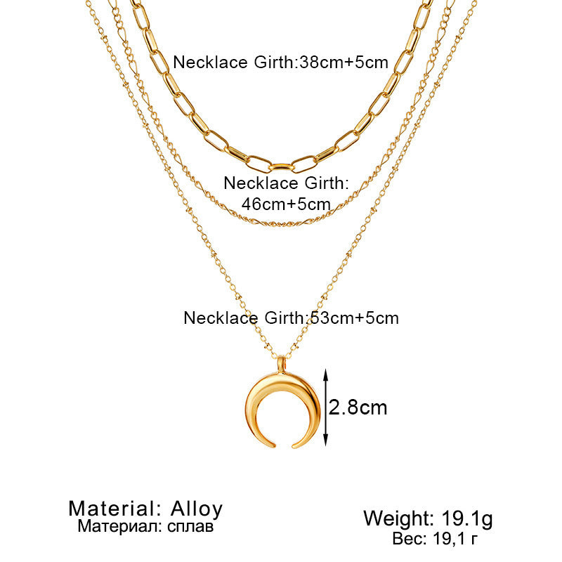 Korean Jewelry Multi-Layer Chain Head Pendant Necklace