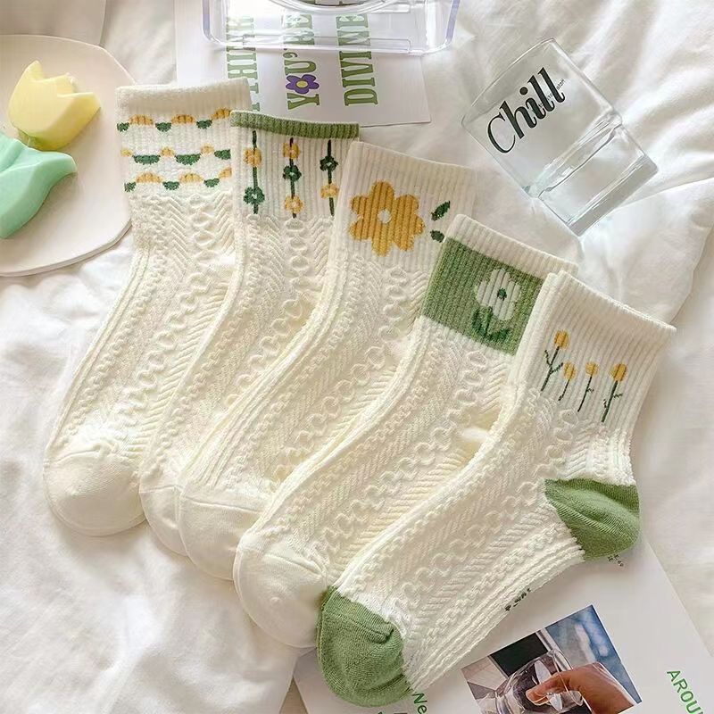 Women's Socks Summer Mid-calf Length Socks Cute Preppy Style Women's White Stockings