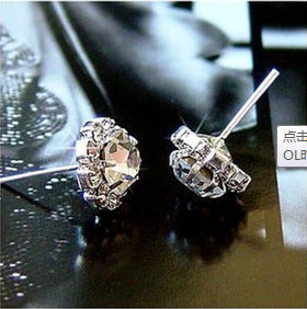 Korean Fashion Zircon Flash Diamond Sun Flower Earrings