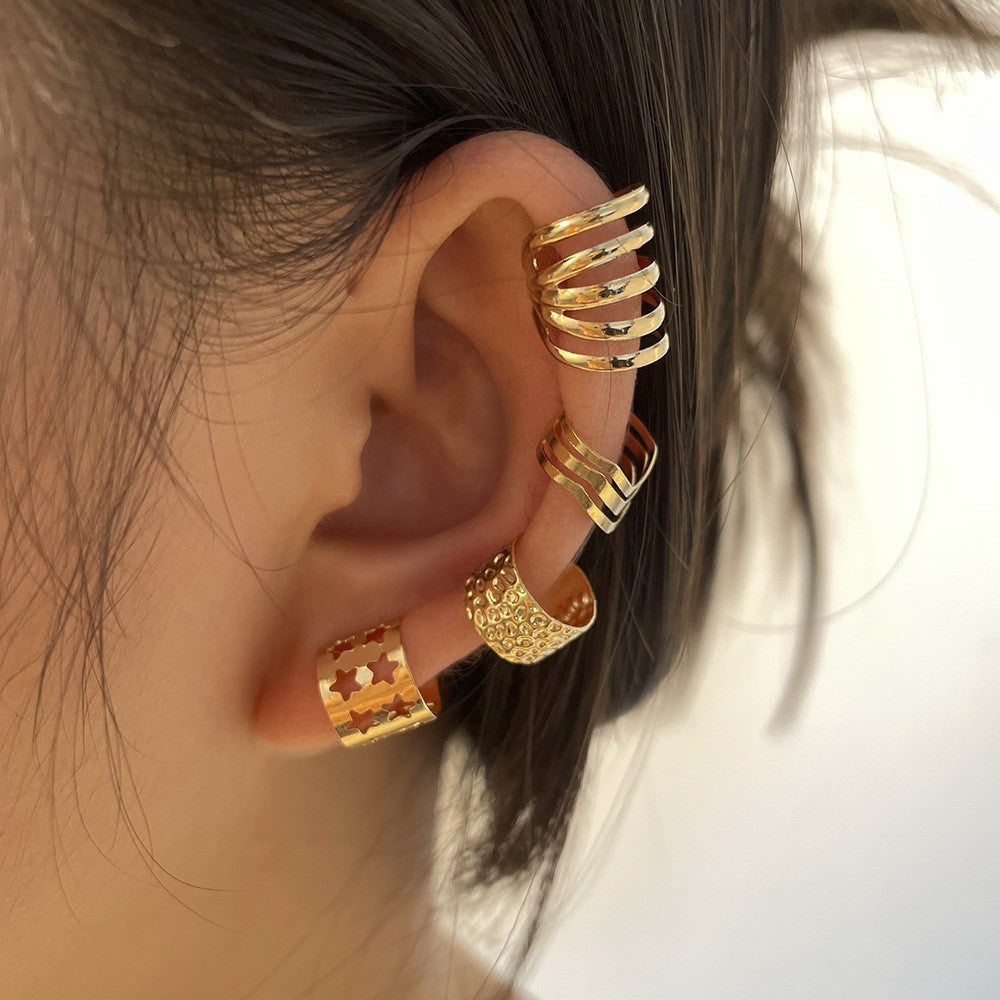 Diamond C-type Ear Clip Fashion Three-piece Set