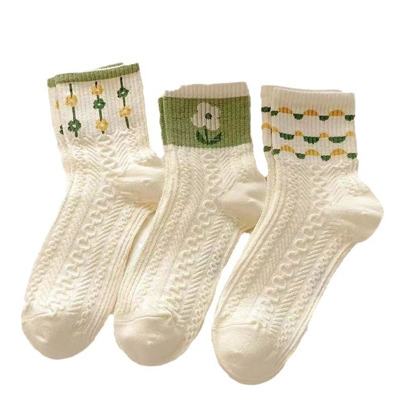 Women's Socks Summer Mid-calf Length Socks Cute Preppy Style Women's White Stockings