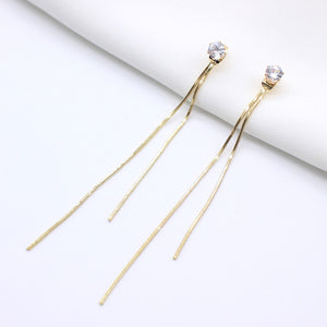 Korean Fashion Diamond Pearl Butterfly Earrings Long Tassel